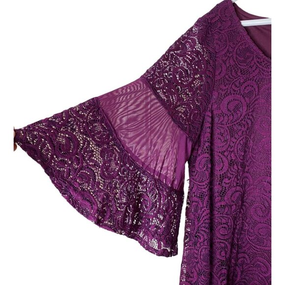 Lane Bryant Lace Bell-Sleeve Dress Plus Size 18/20 Purple - Picture 3 of 8